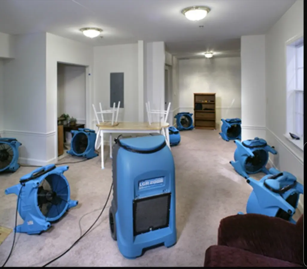 Air movers and dehumidifier setup for Water Damage Restoration in Stevens Point