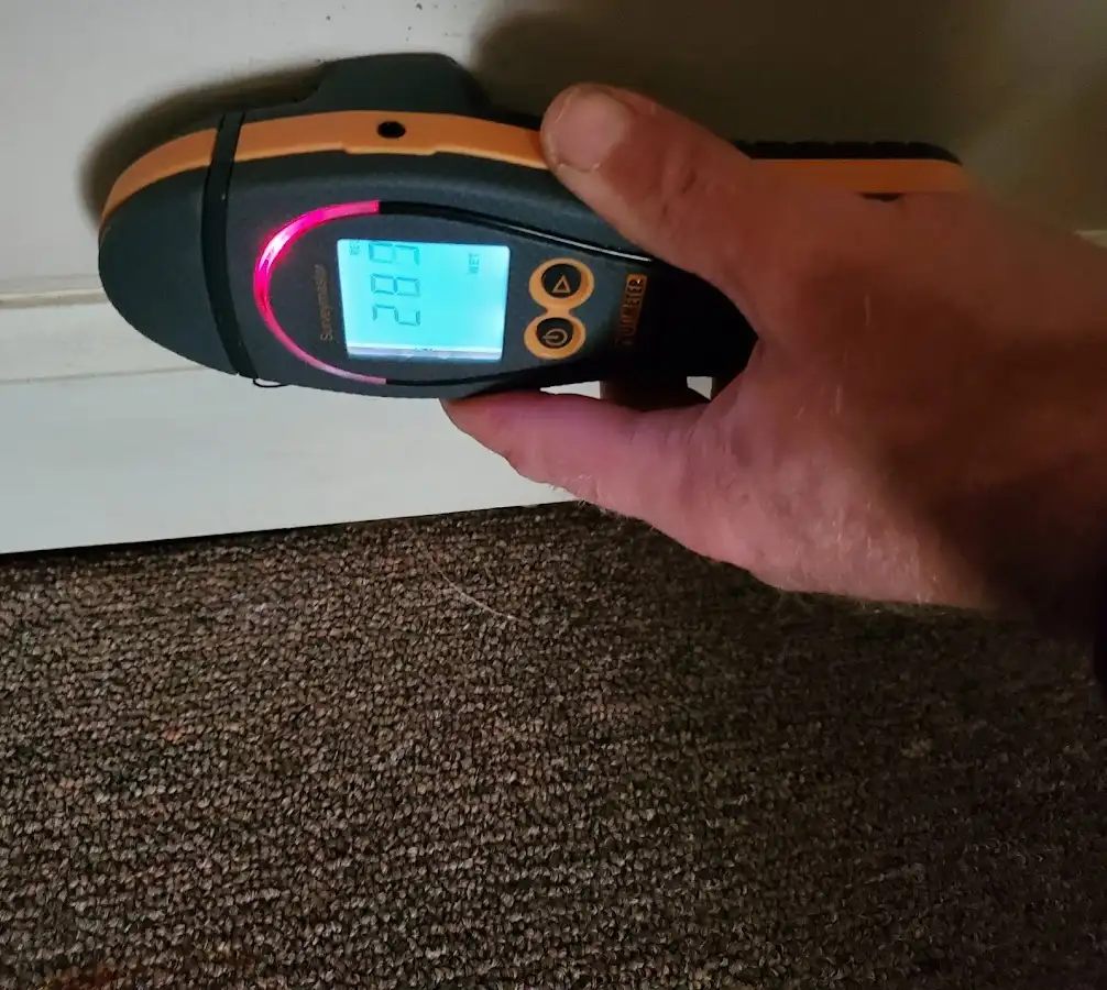 Moisture detection at baseboard during Mold Inspection & Testing in Stevens Point